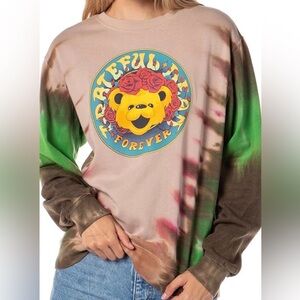 Grateful Dead Brown and Green Tie-Dye Crewneck Sweater, Cotton, Size S
